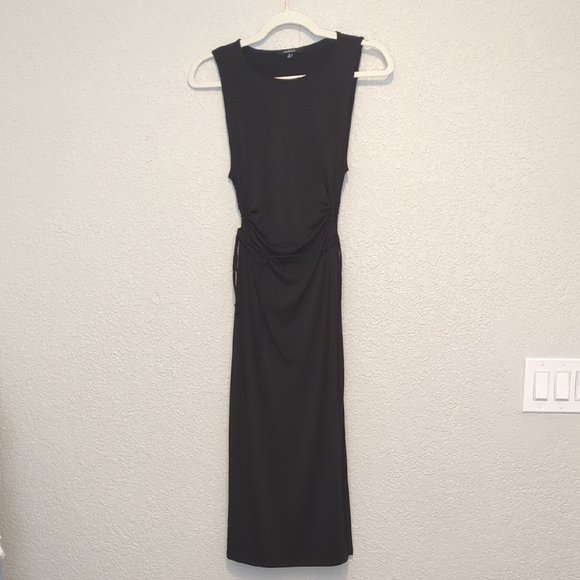 Ambiance black sleeveless drawstring side cut out midi dress - Picture 5 of 11